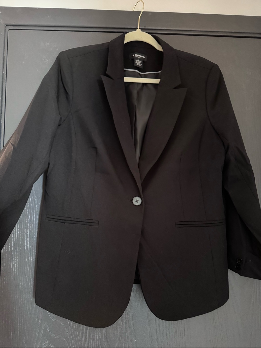 Liz Claiborne Career, Black Single-Button Tailored Blazer, 12